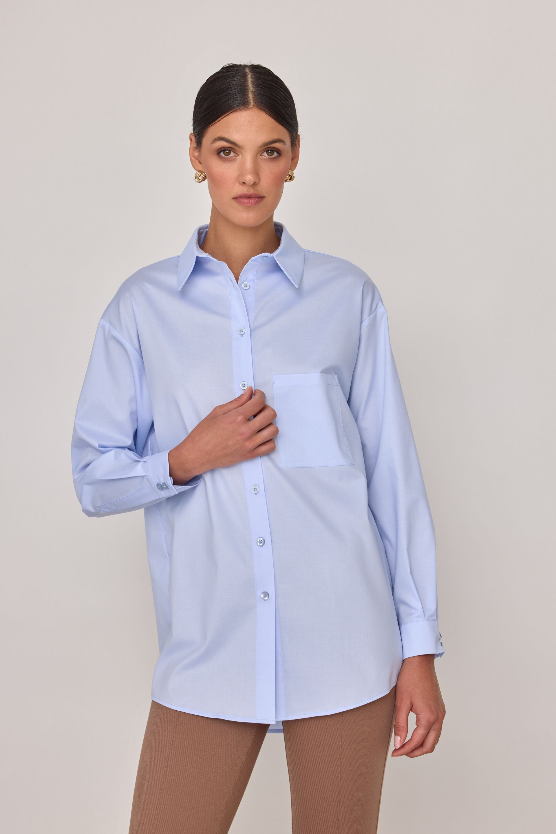 Bawełniana koszula oversize baby blue