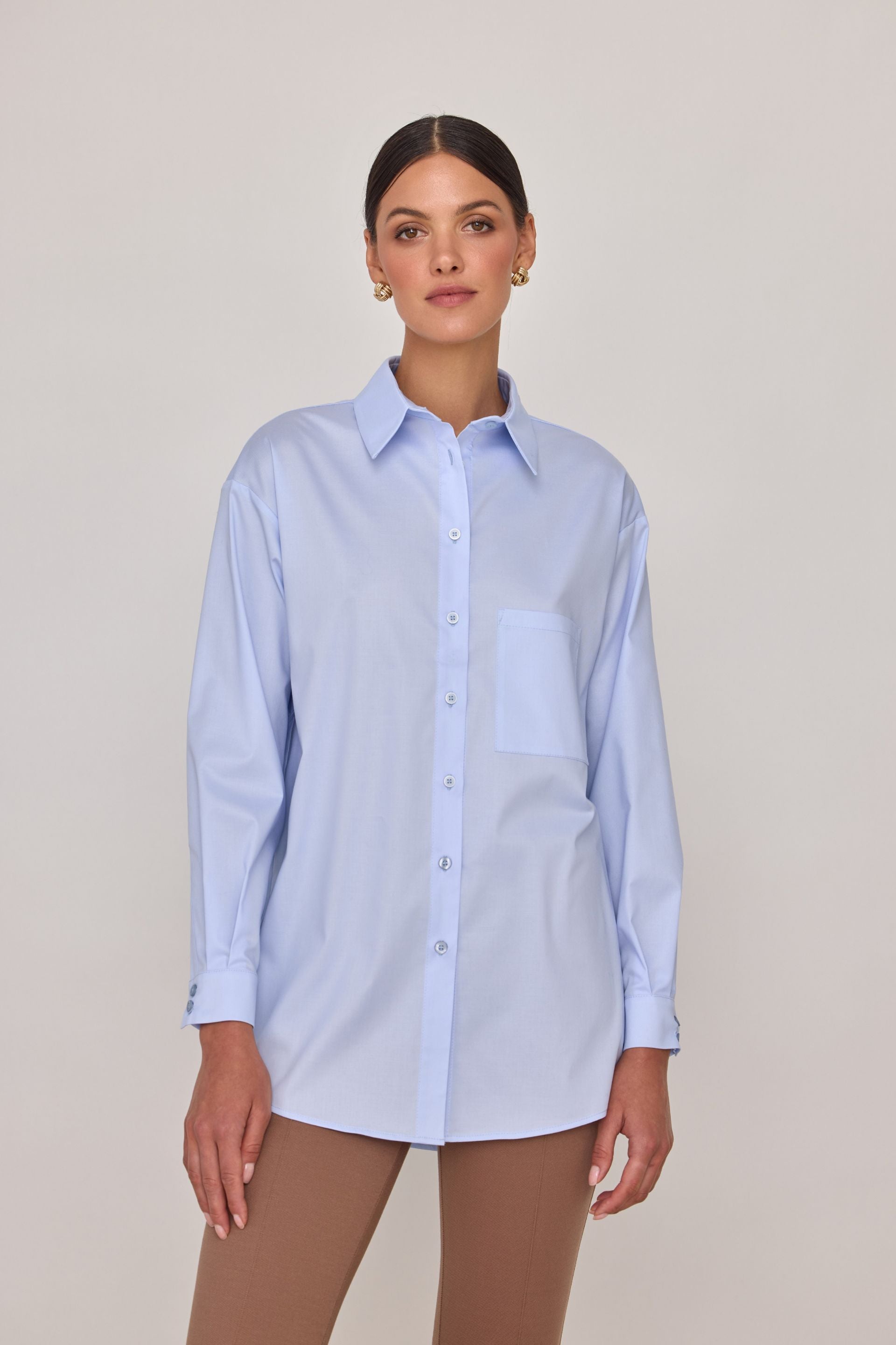Bawełniana koszula oversize baby blue