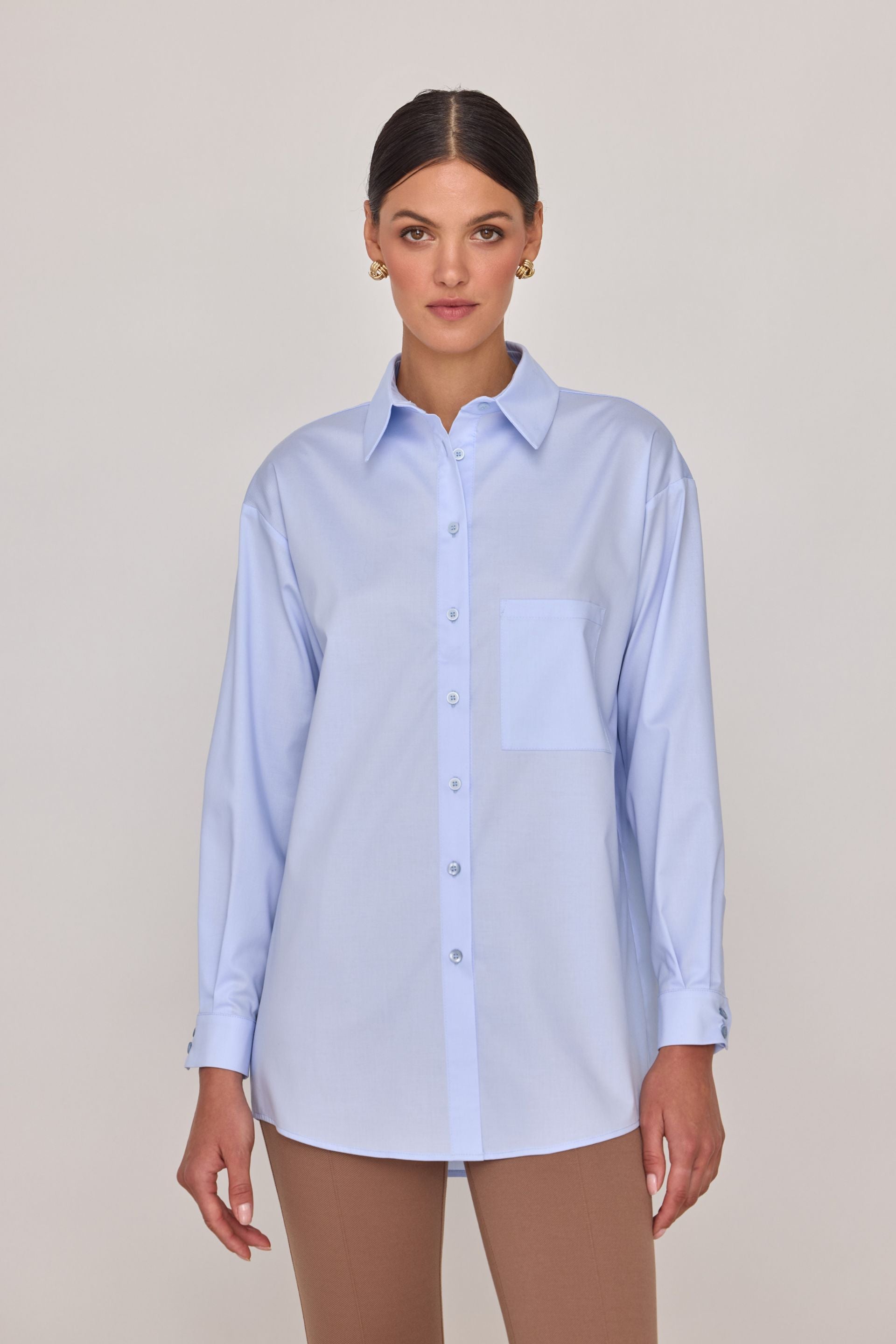 Bawełniana koszula oversize baby blue