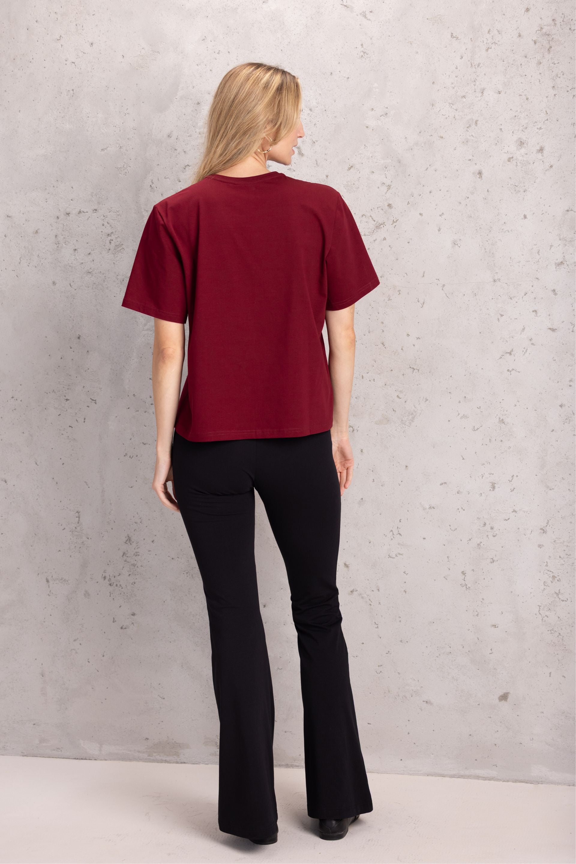 Basic boxy t-shirt in burgundy