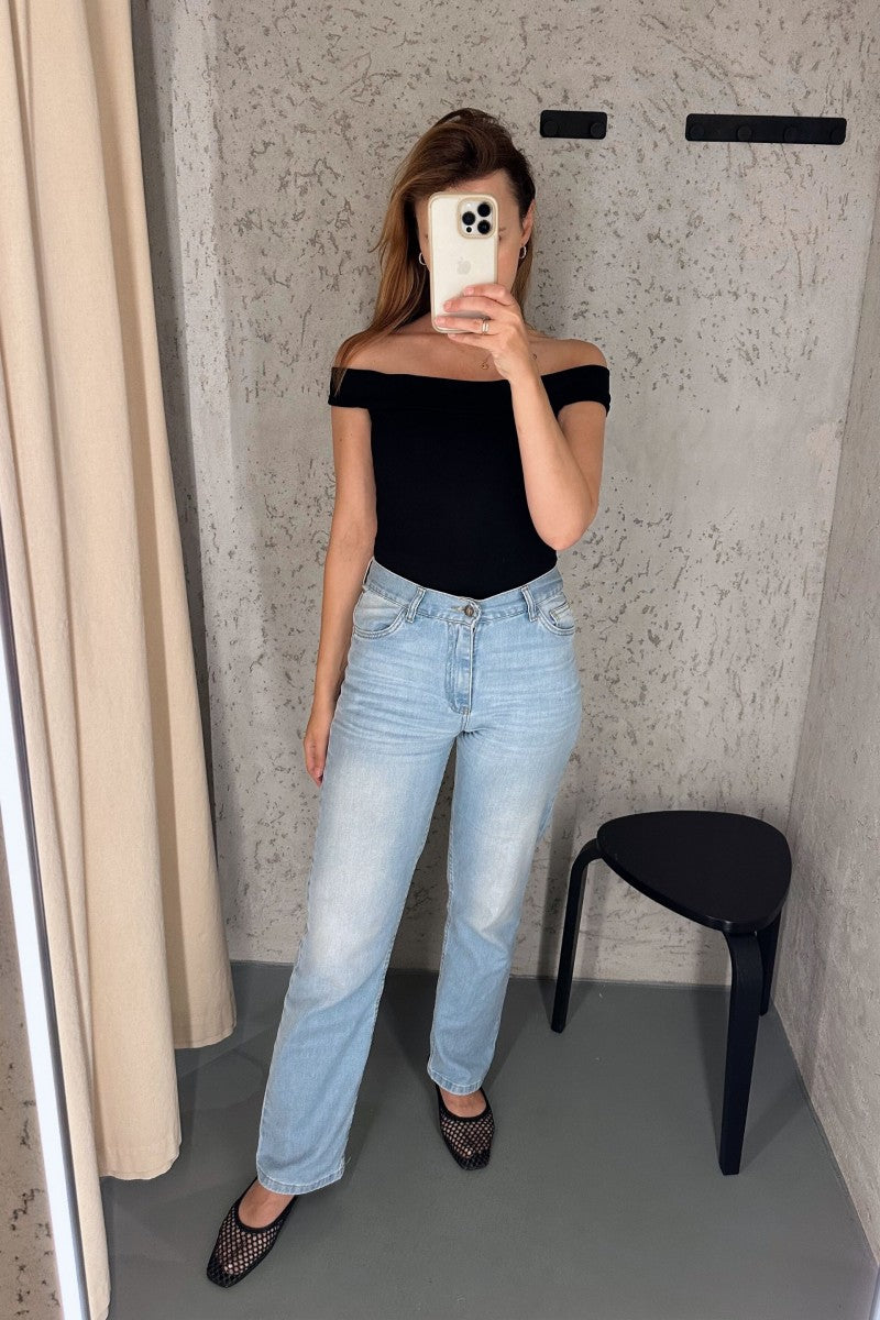 Black off-the-shoulder blouse