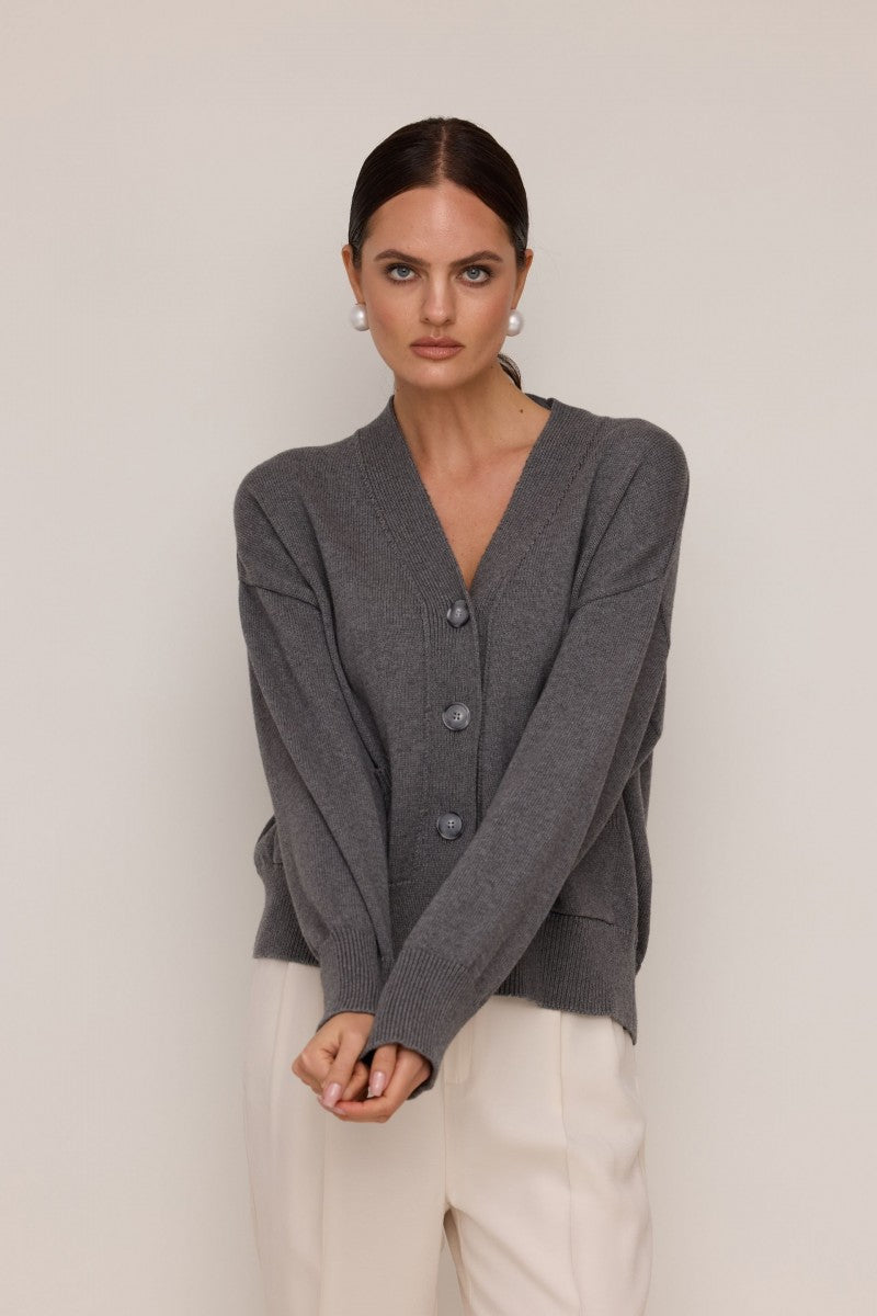Dark gray cardigan with pockets