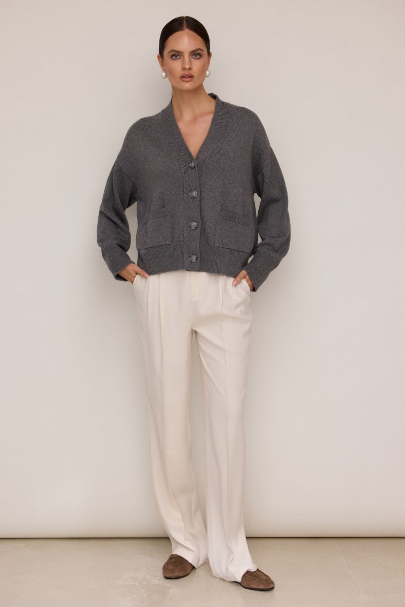 Dark gray cardigan with pockets