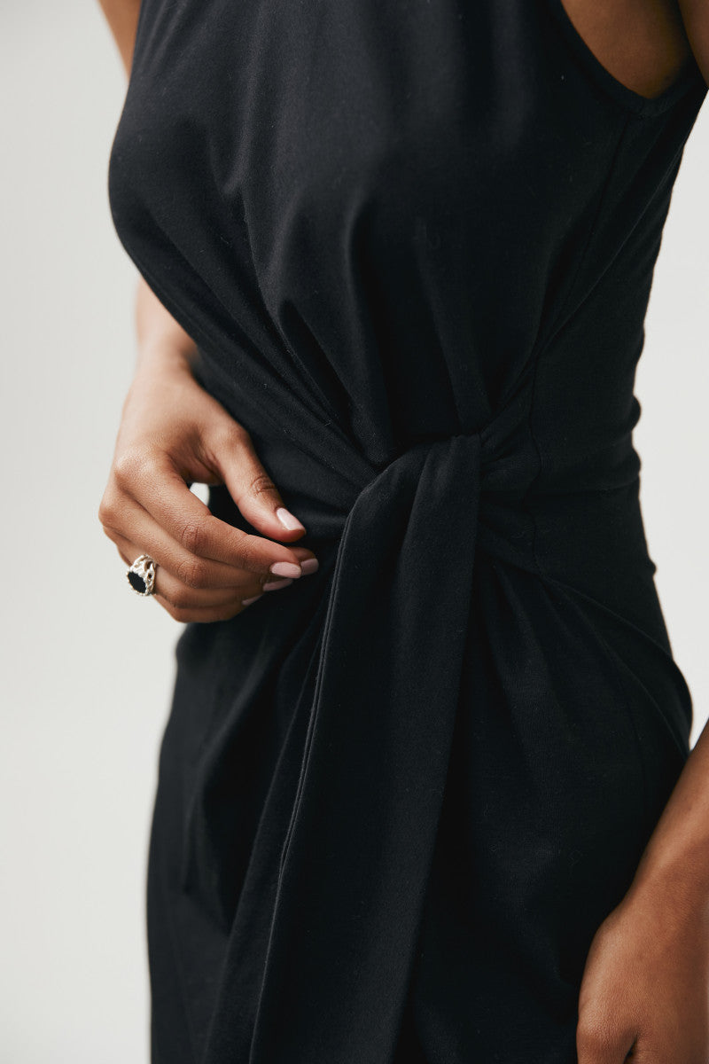 Black maxi dress with knot