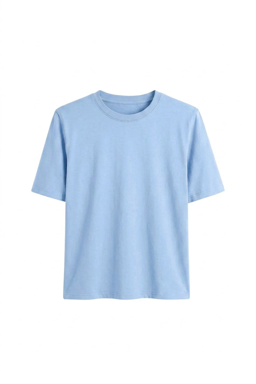 T-shirt basic o pudełkowym kroju baby blue - packshot