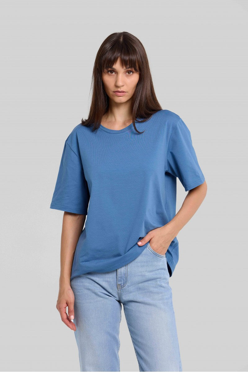 T-shirt basic o pudełkowym kroju w kolorze denim