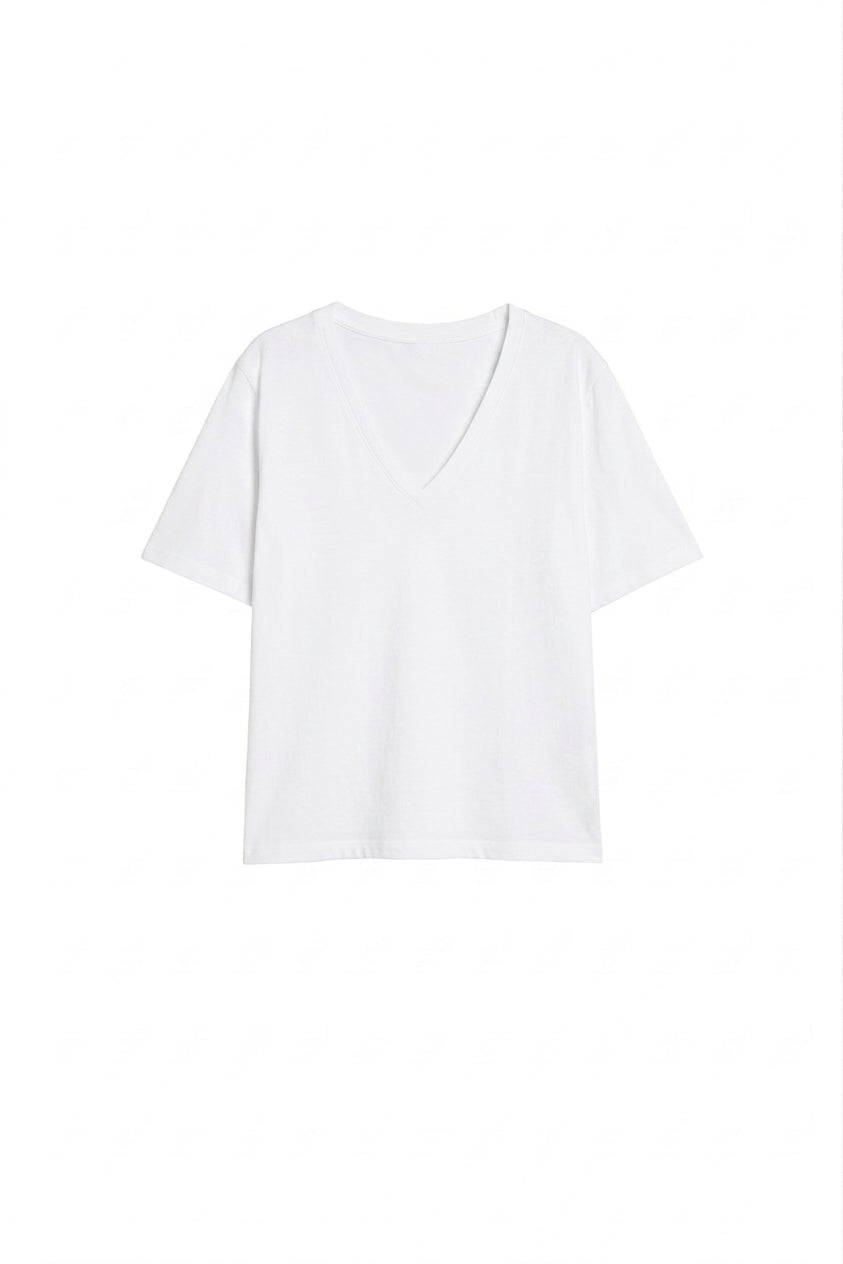 T-shirt o kroju pudełkowym z dekoltem typu V - packshot