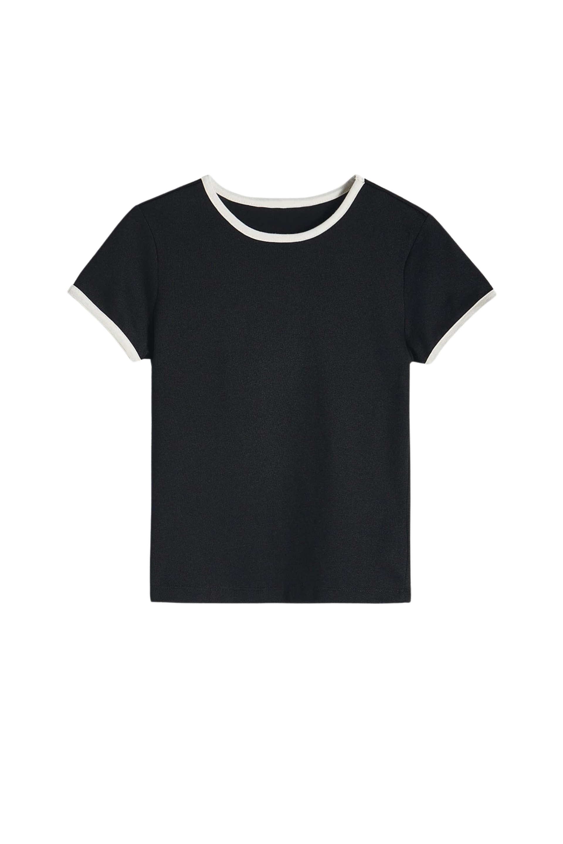T-shirt z lamówką czarny - packshot