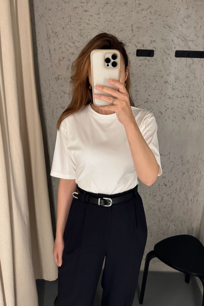 T-shirt z taliowaniem biały