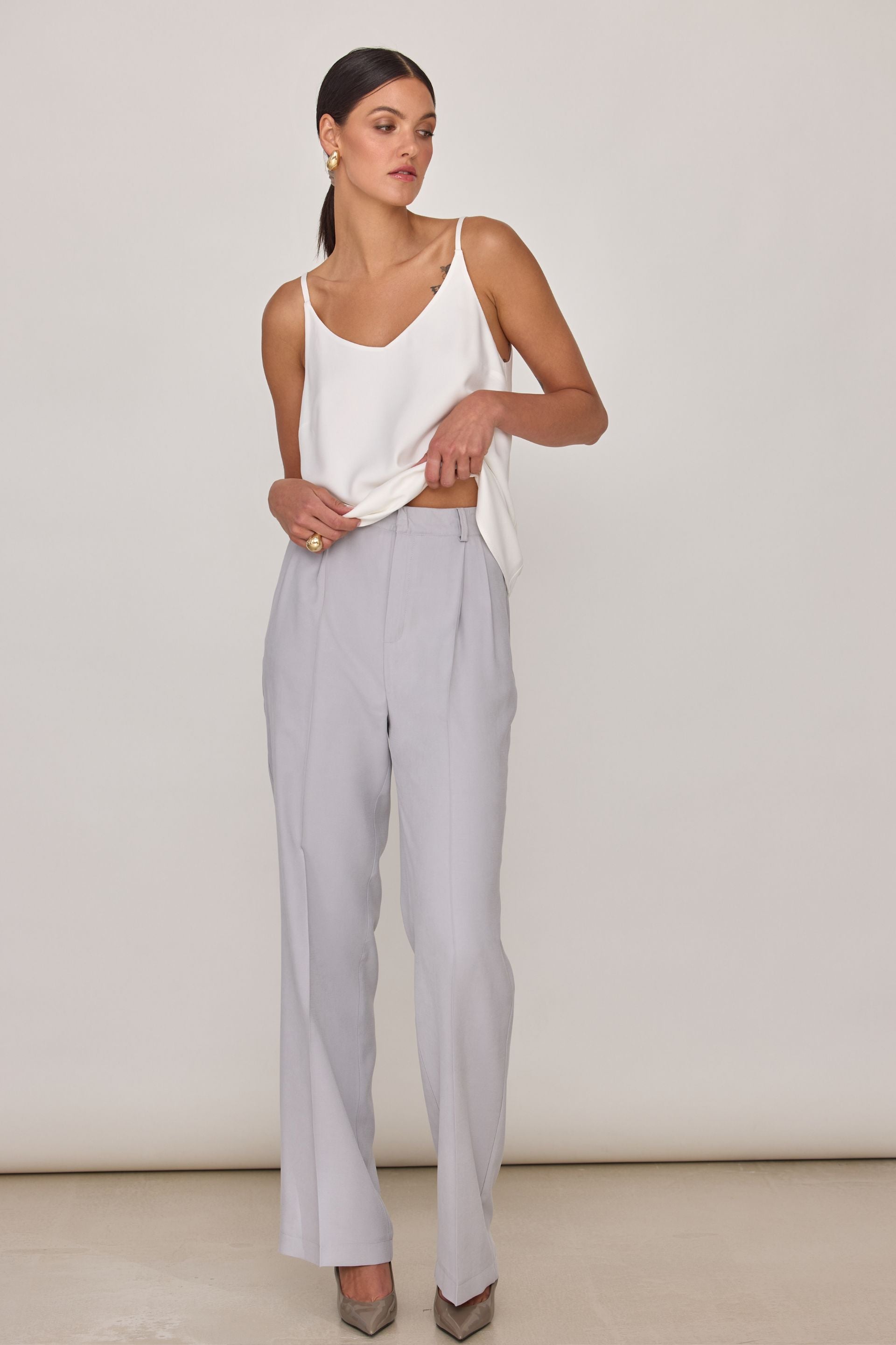 Burgundy wide-leg trousers