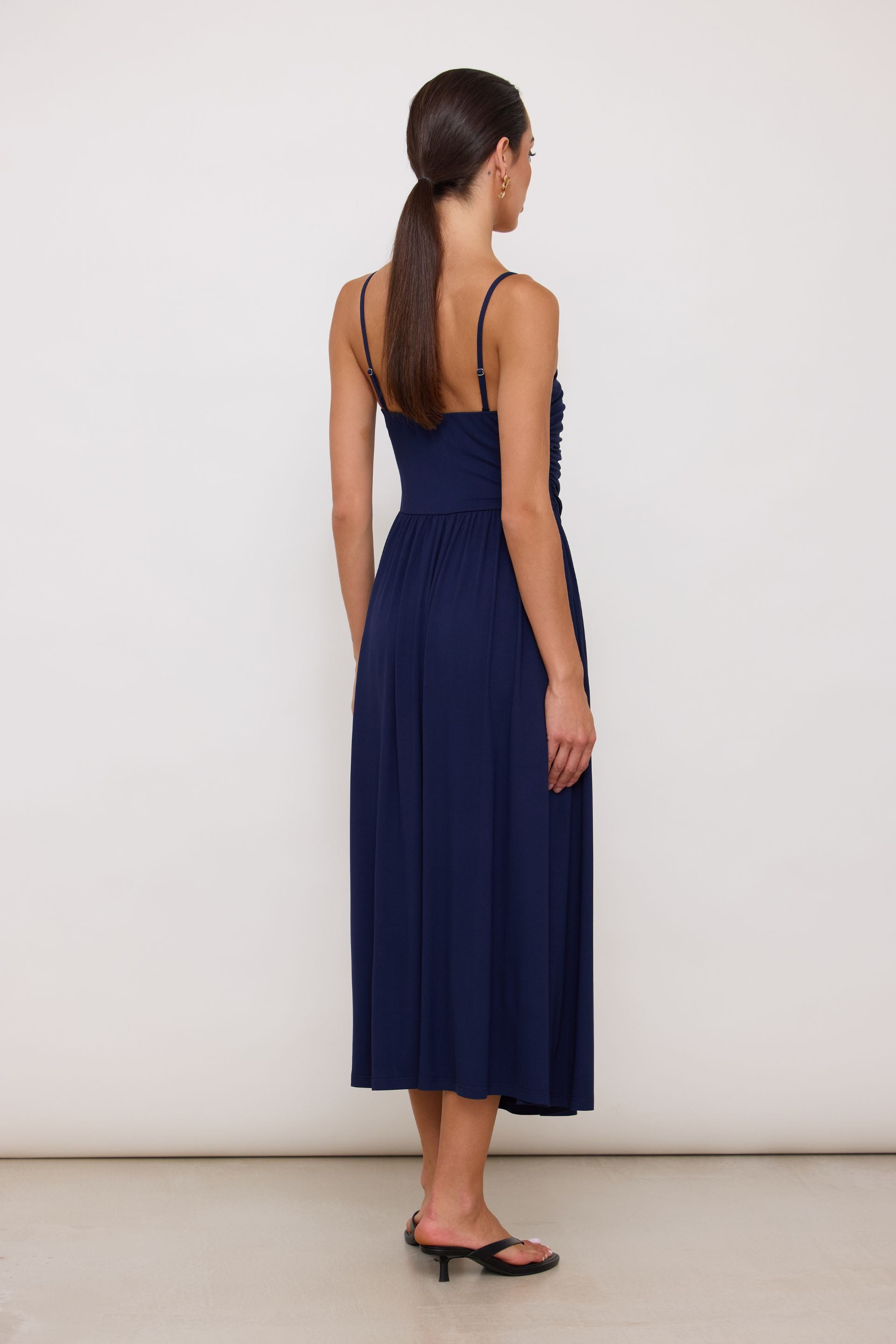 White ruched dress with detachable straps