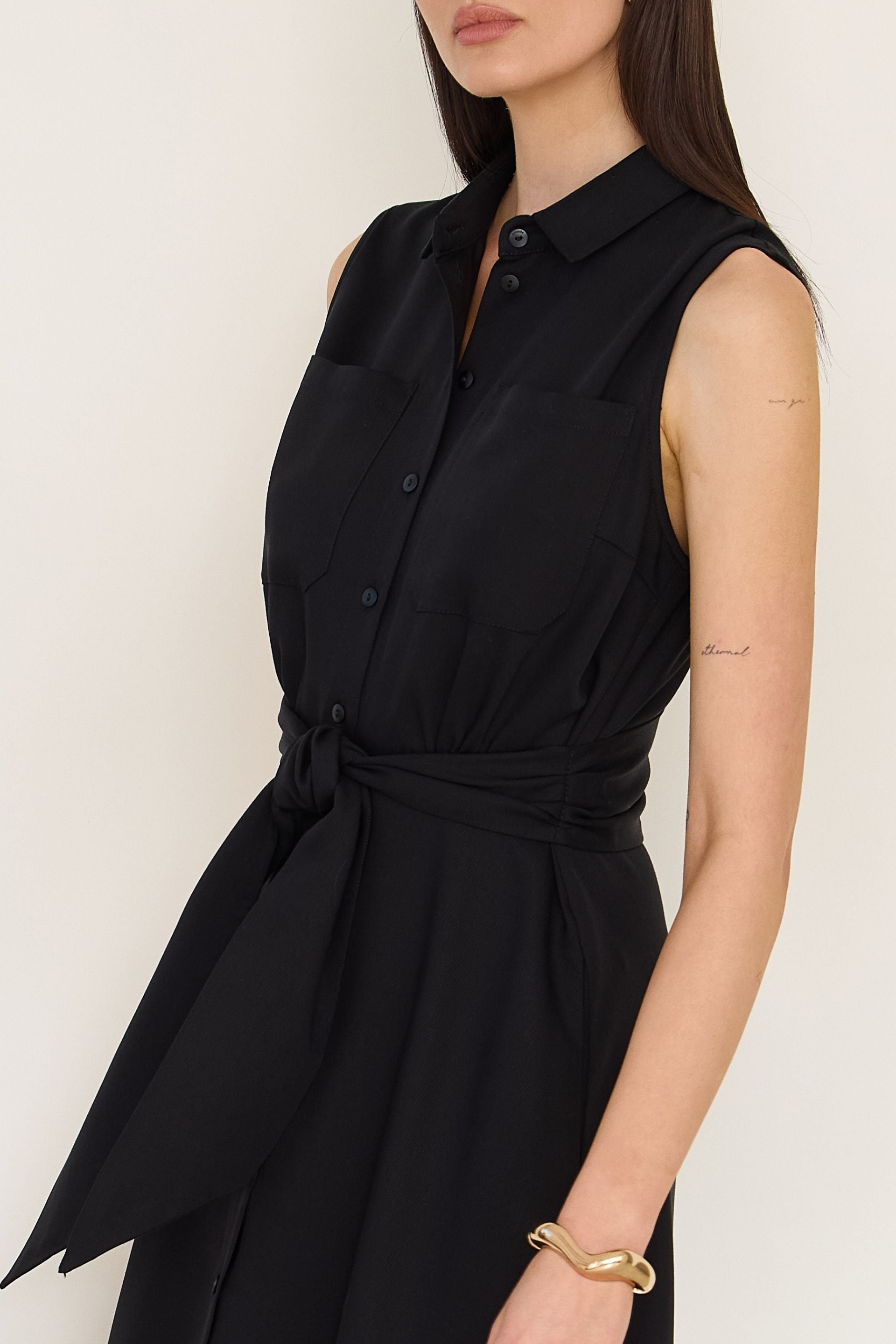 Black lyocell shirt dress