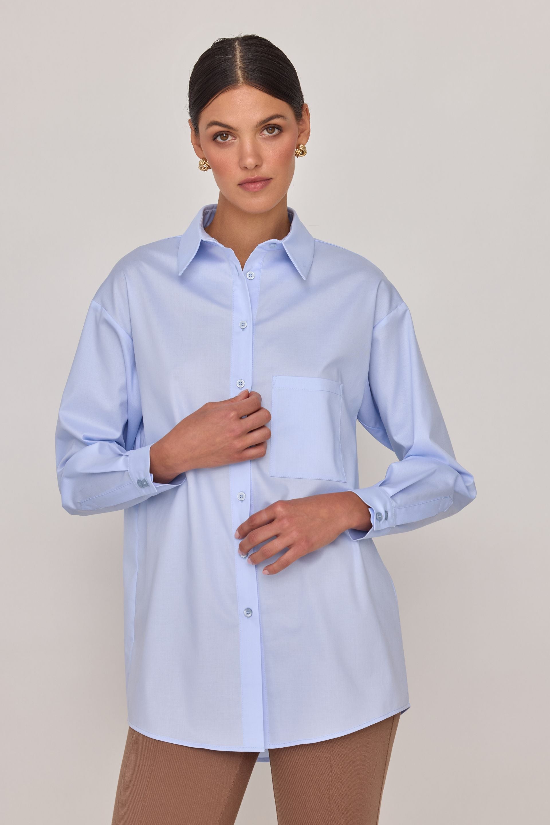 Bawełniana koszula oversize baby blue