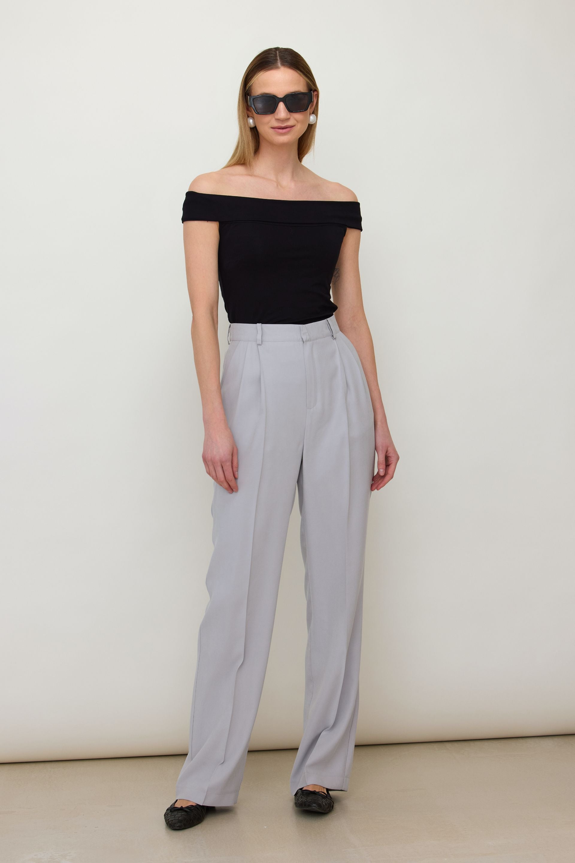 Black off-the-shoulder blouse
