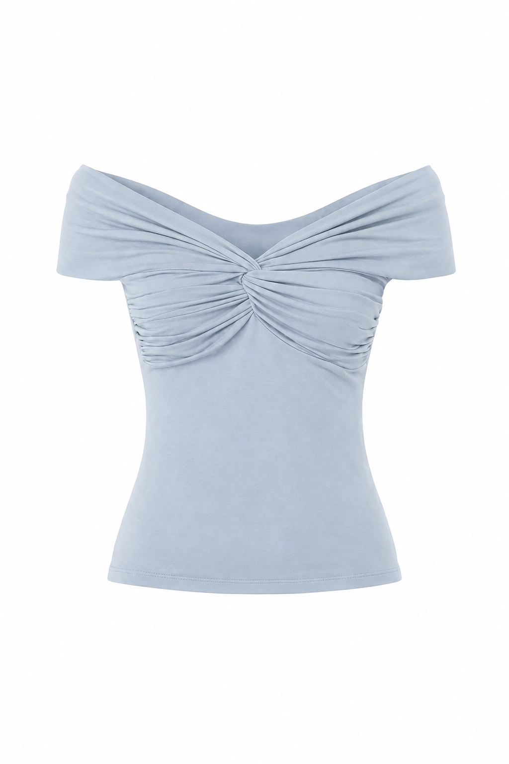 Bluzka bez ramion z zawinięciem baby blue - packshot