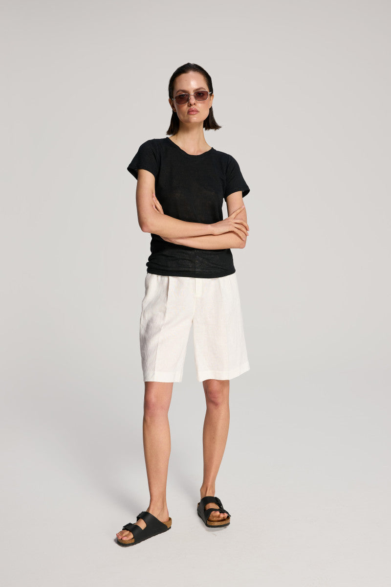 Lniany t-shirt czarny