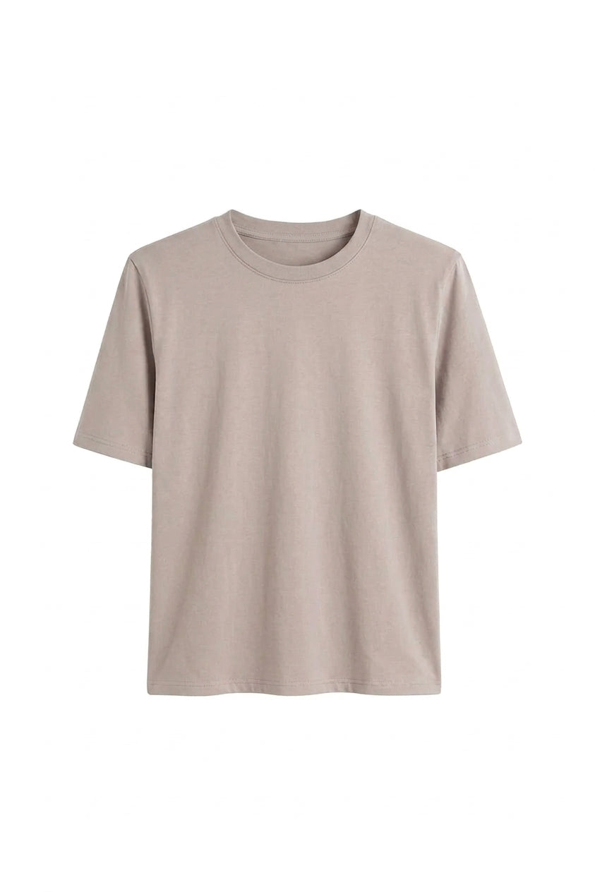T-shirt basic o pudełkowym kroju taupe - packshot