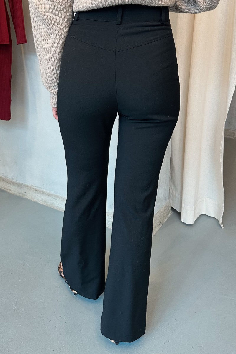 High-waisted wool trousers black